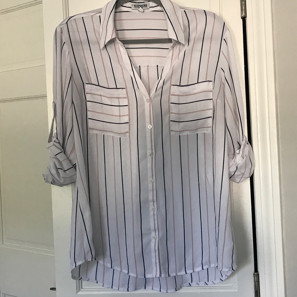 Express - Striped Portofino Blouse